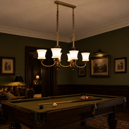 Caldrienne Opal Glass and Ash Wood Linear Chandelier