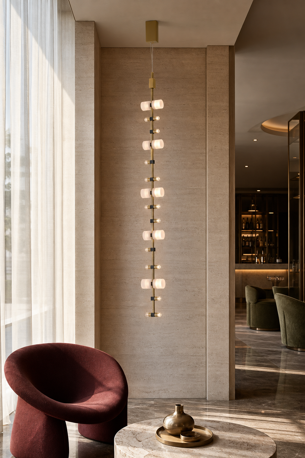 
Royal Brushed Copper Vertical LED Pendant Light