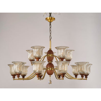 Real product photograph of the Elowen fifteen-light two-tier chandelier
