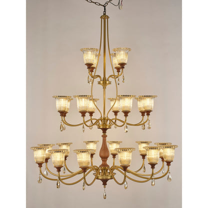 Real product photograph of the Rosalind twenty-four-light three-tier chandelier