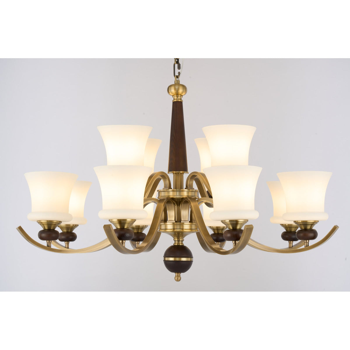 
Caldrienne eight plus four two-tier chandelier complete real product view