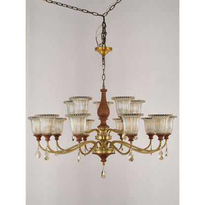 Real product photograph of the Rosalind fifteen-light two-tier chandelier