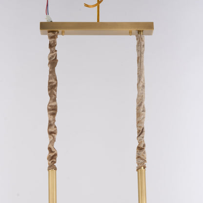 Caldrienne Opal Glass and Ash Wood Linear Chandelier