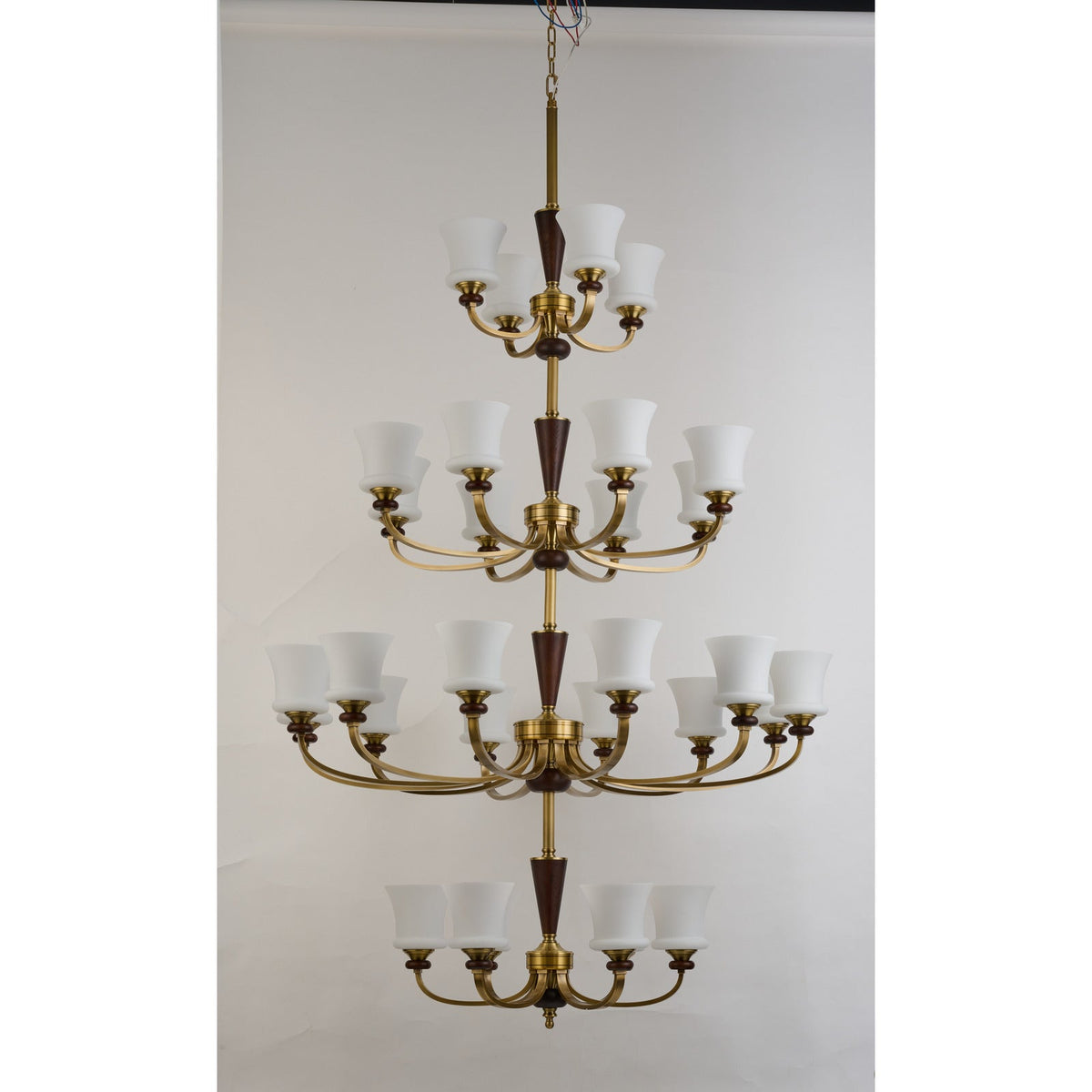 
Caldrienne Opal Glass and Ash Wood Chandelier