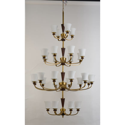 Caldrienne Opal Glass and Ash Wood Chandelier