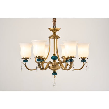 Real product photograph of the Marcelline eight-light chandelier