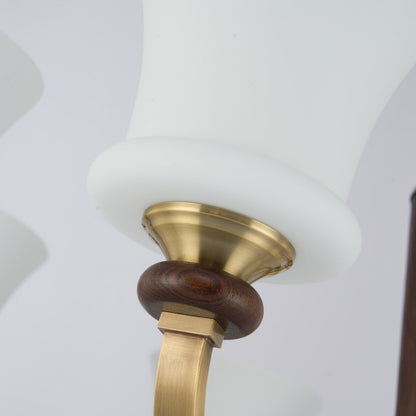 Caldrienne Opal Glass and Ash Wood Chandelier