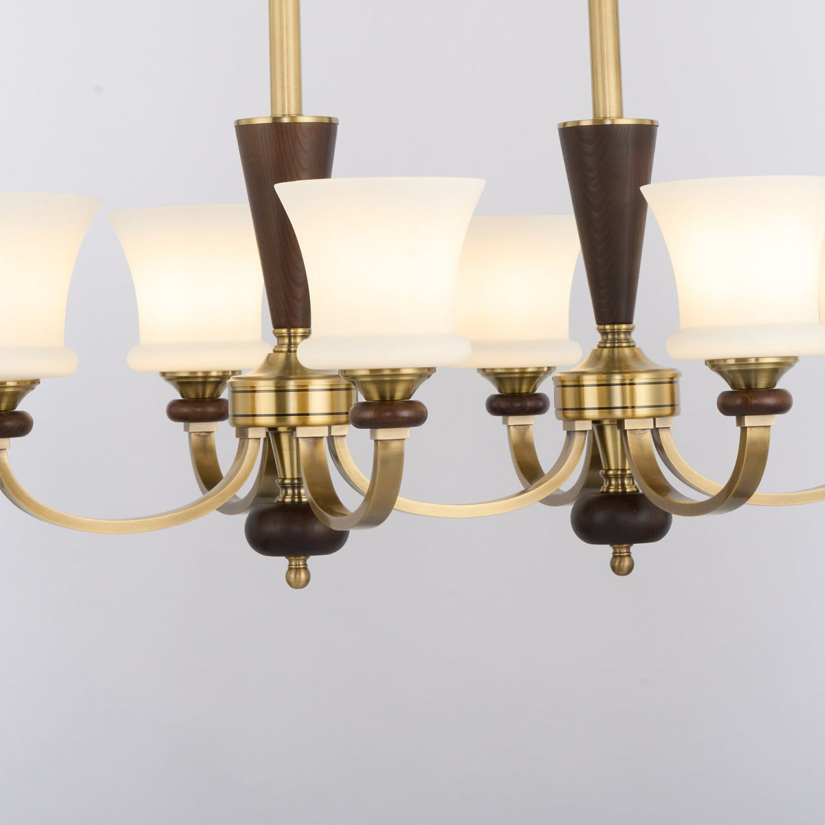 
Caldrienne Opal Glass and Ash Wood Linear Chandelier