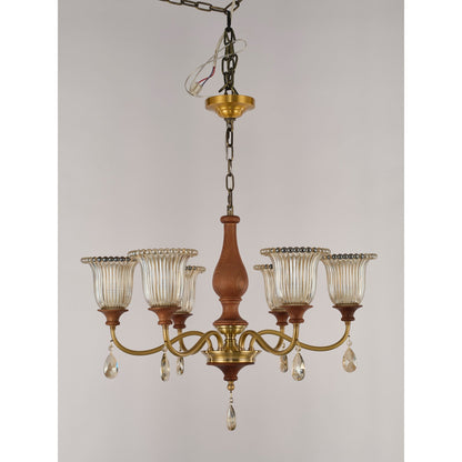 Real product photograph of the Rosalind six-light chandelier