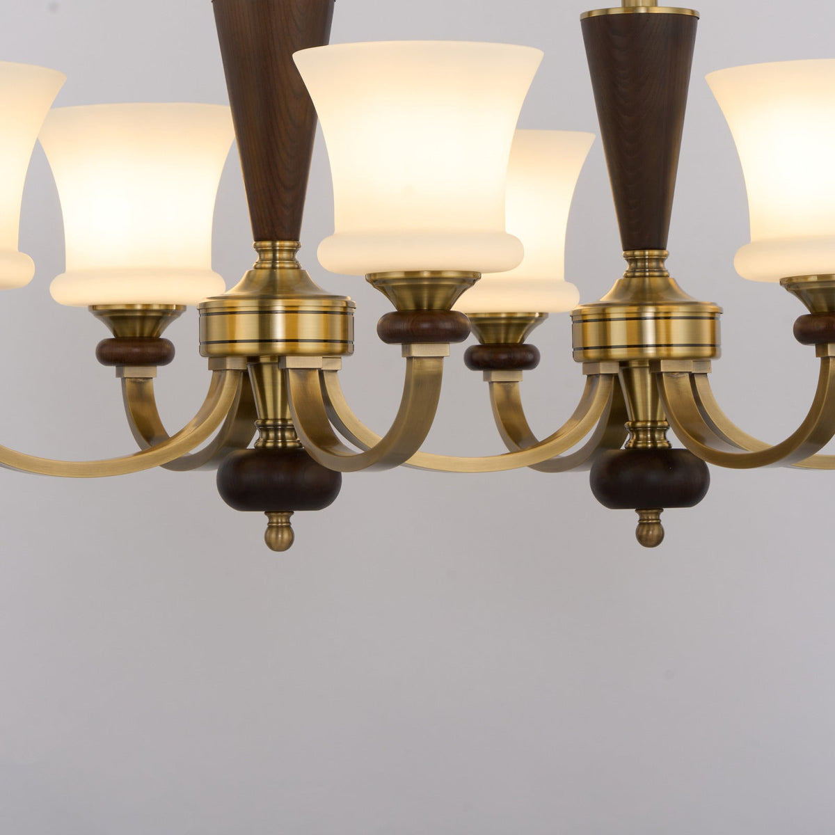 
Caldrienne Opal Glass and Ash Wood Linear Chandelier