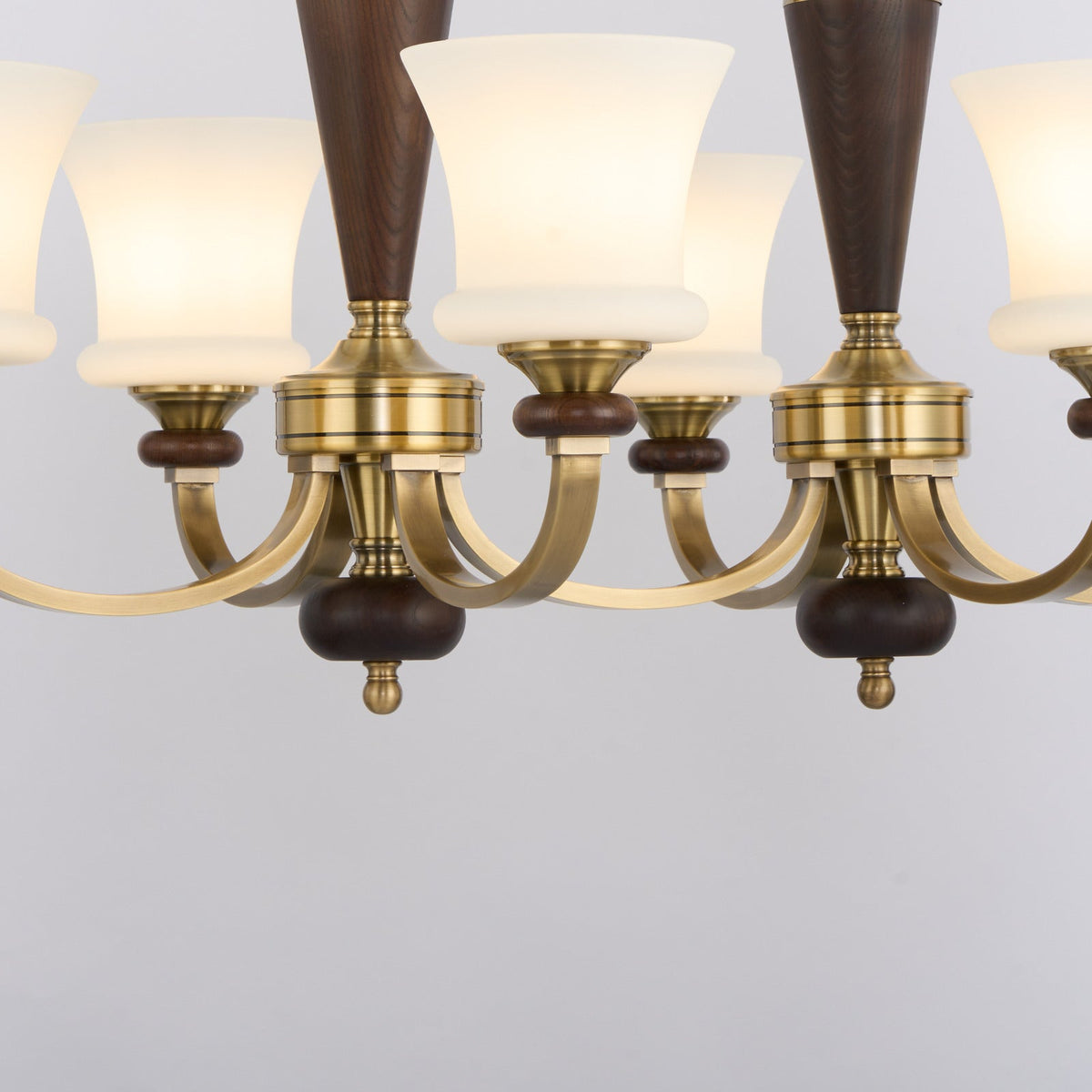 
Caldrienne Opal Glass and Ash Wood Linear Chandelier