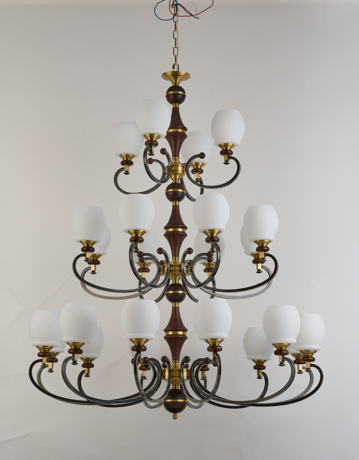 
Briarwood Ash Wood and Milk Glass Chandelier