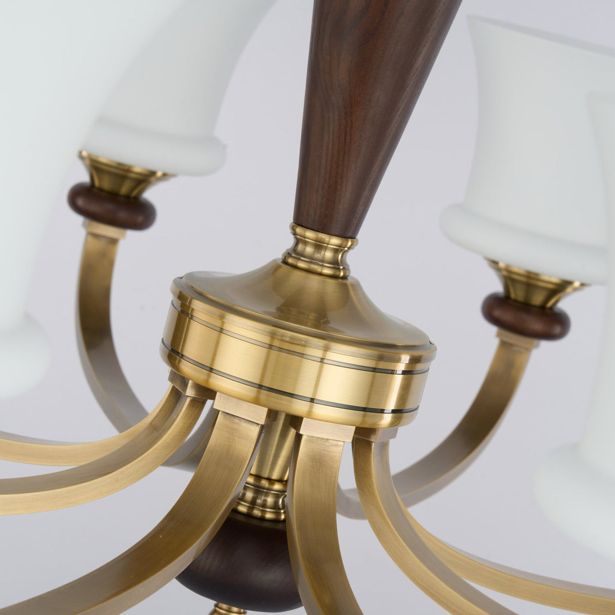 
Caldrienne Opal Glass and Ash Wood Chandelier