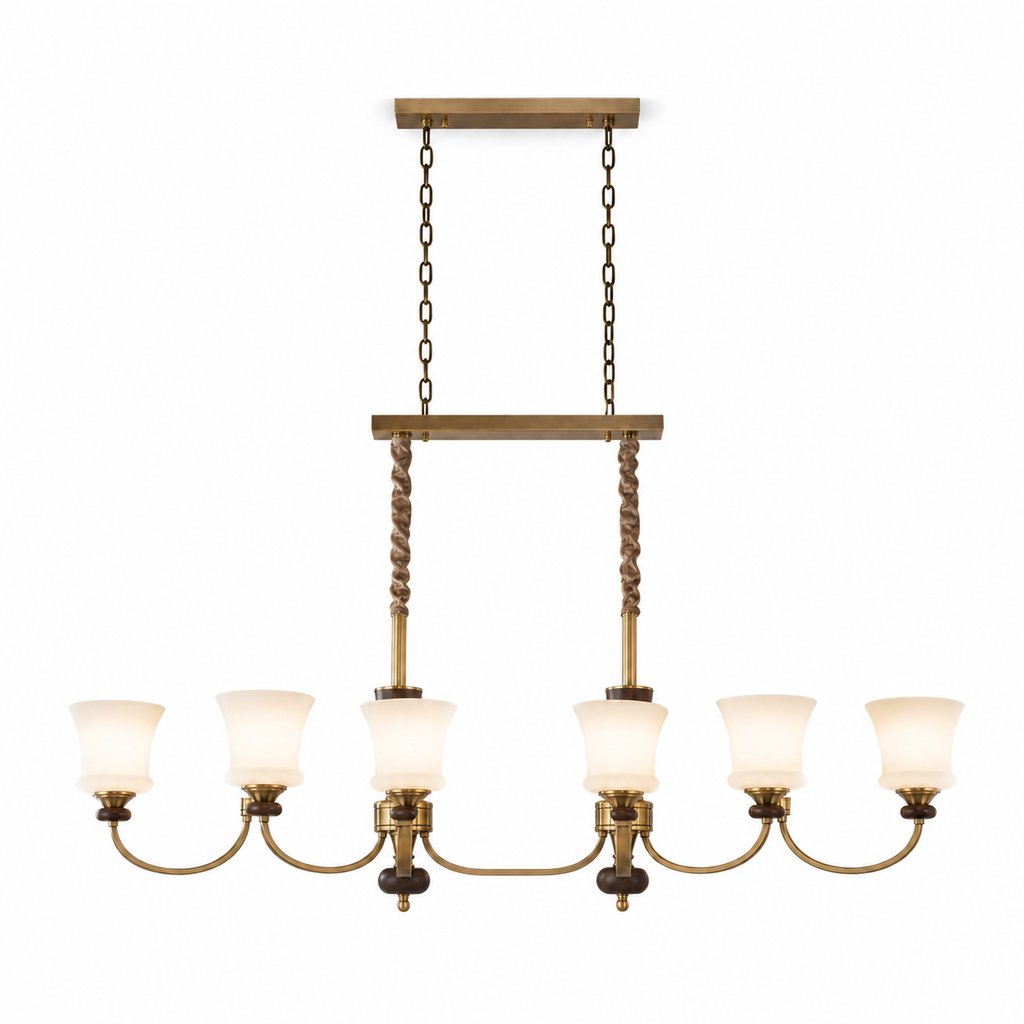 
Caldrienne Opal Glass and Ash Wood Linear Chandelier