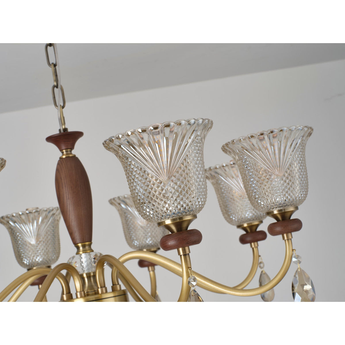 
Cognelle Cognac Glass and Ash Wood Chandelier