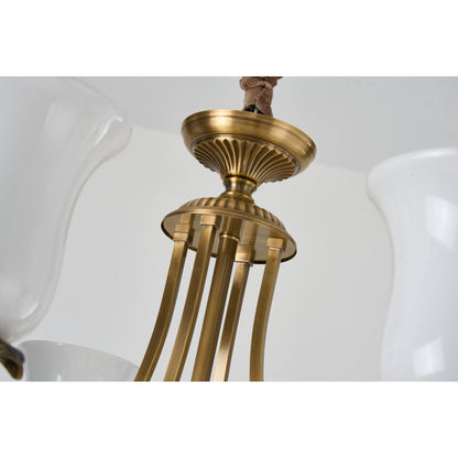 Marcelline Antique Brass and Teal Glass Chandelier
