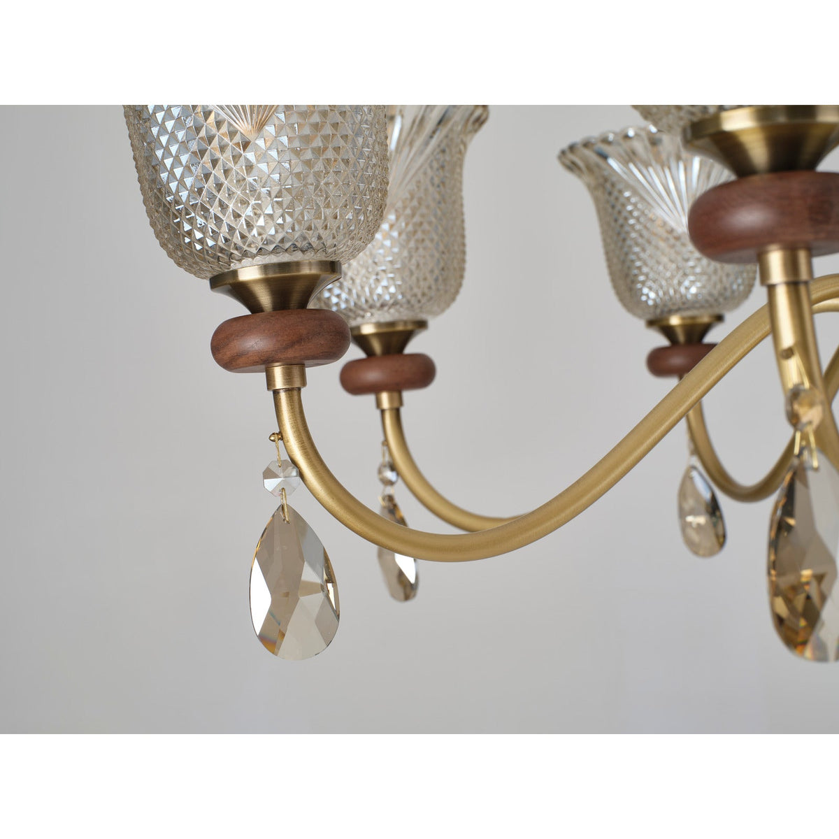 
Cognelle Cognac Glass and Ash Wood Chandelier